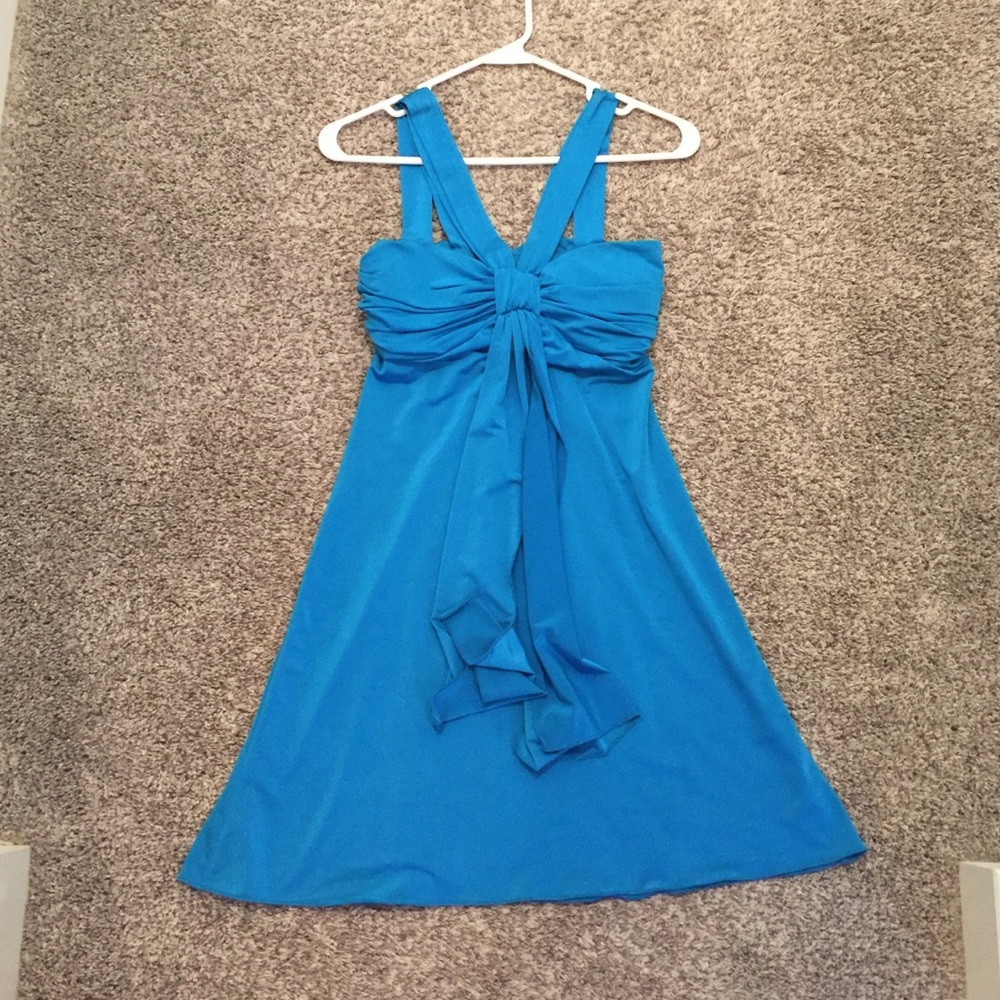 B. Darlin blue silky/sheer cocktail dress.